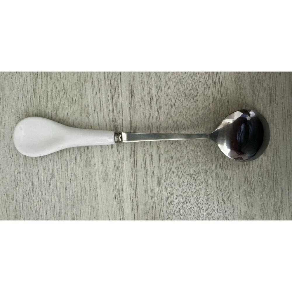 Vintage Chinese Opera Mask Spoons Set 10pc Ceramic Handle Stainless Steel NOS